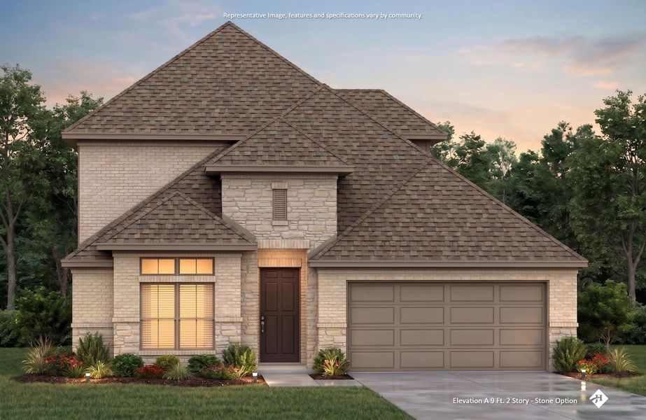 Front exterior of a new home in Vista Point, Grandview, TX, highlighting curb appeal (Image 4). Front exterior of a new home in Vista Point, Grandview, TX, highlighting curb appeal (Image 4).