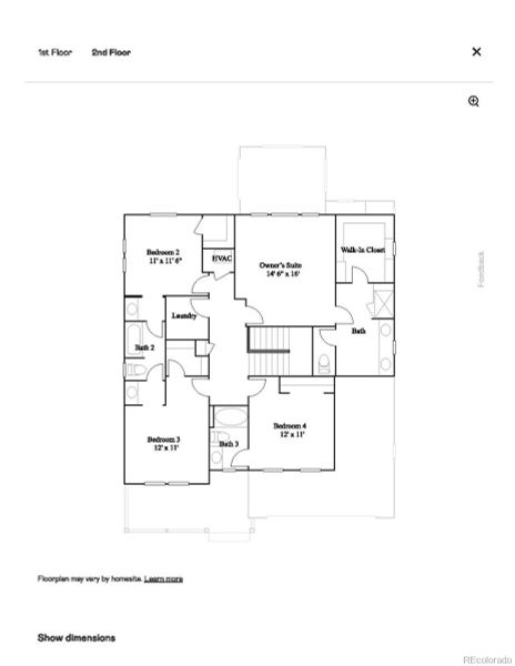 2D floor plan layout of this home in Ken-Caryl Ranch, Littleton, CO (Image 3).