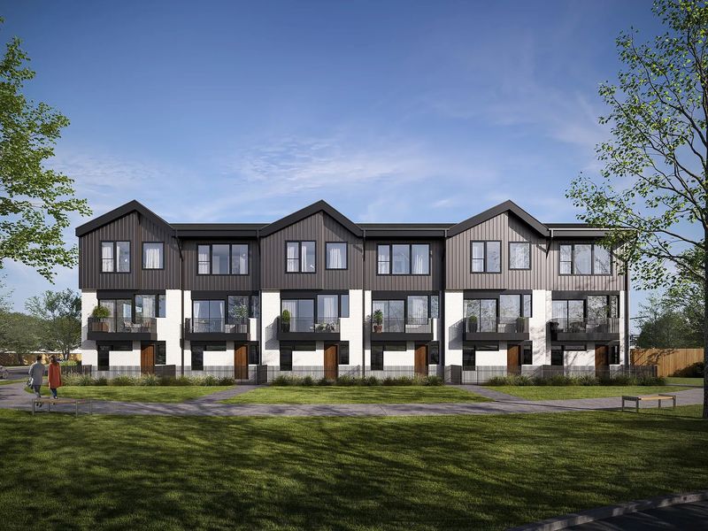 Representative exterior photo of a completed home built from the Building 1 Front Corner by Cobalt Homes in Addison Reserve, Addison, TX (Image 1). Representative exterior photo of a completed home built from the Building 1 Front Corner by Cobalt Homes in Addison Reserve, Addison, TX (Image 1).