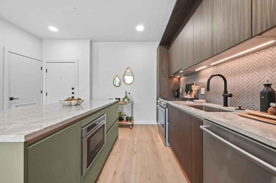 Furnished interior view inside a new home in One Oak, Austin (Image 7).