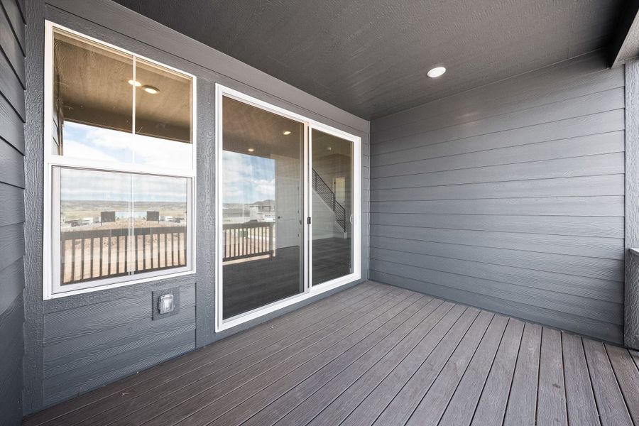 Exterior details and patio area of a home in Trumark Homes at Sterling Ranch, Littleton (Image 23).