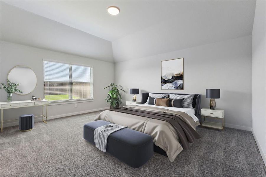 Primary suite in the Amber home plan by Trophy Signature Homes – REPRESENTATIVE PHOTO