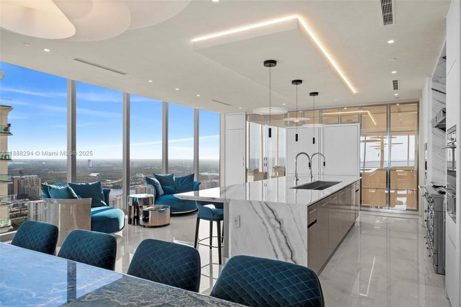 Furnished interior view inside a new home in , Sunny Isles Beach (Image 9). Furnished interior view inside a new home in , Sunny Isles Beach (Image 9).