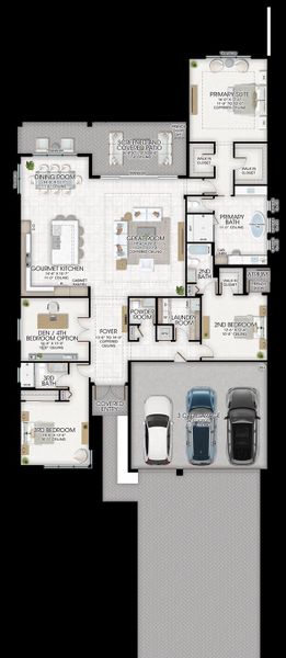 2D floor plan layout for the Jade by GL Homes in Valencia Del Mar (55+), Boynton Beach, FL (Image 4).