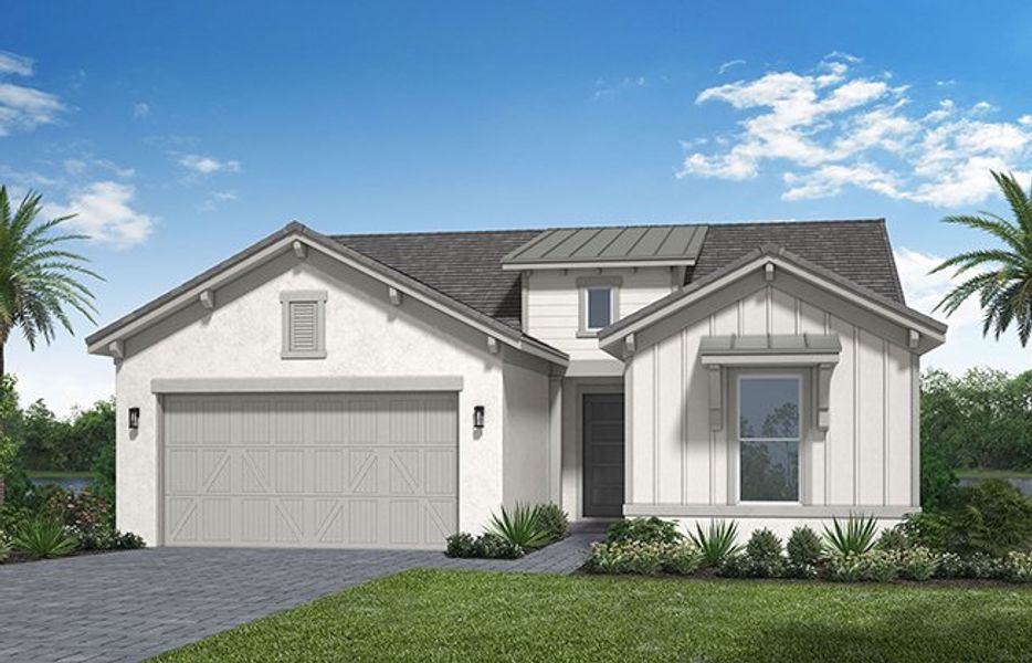Representative exterior photo of a completed home built from the Schefflera by Minto Communities in Westlake, Loxahatchee, FL (Image 16).