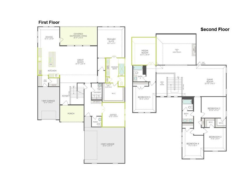 2D floor plan layout of this home in Union Park, Little Elm, TX (Image 5).