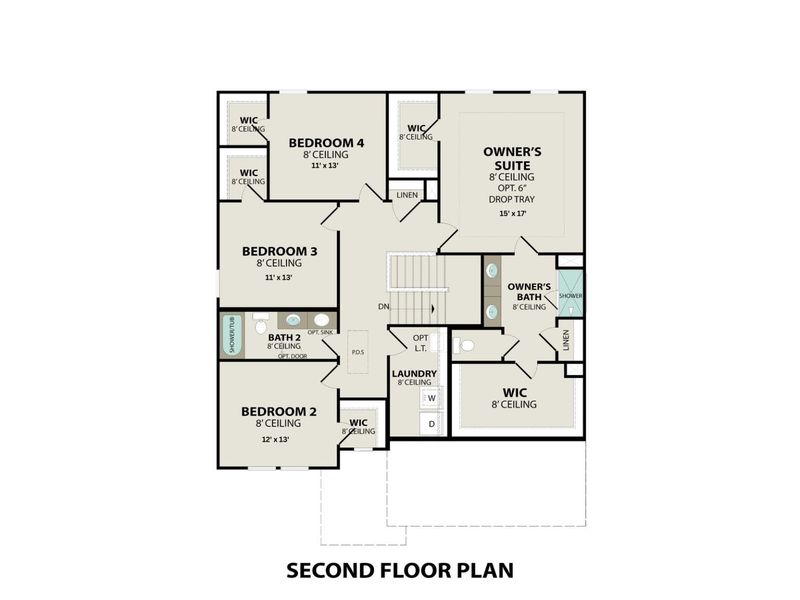 2D floor plan layout for the The Henry A by Davidson Homes LLC in Woods Crossing, Gallatin, TN (Image 4). 2D floor plan layout for the The Henry A by Davidson Homes LLC in Woods Crossing, Gallatin, TN (Image 4).