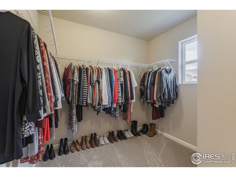 Massive primary closet with a window