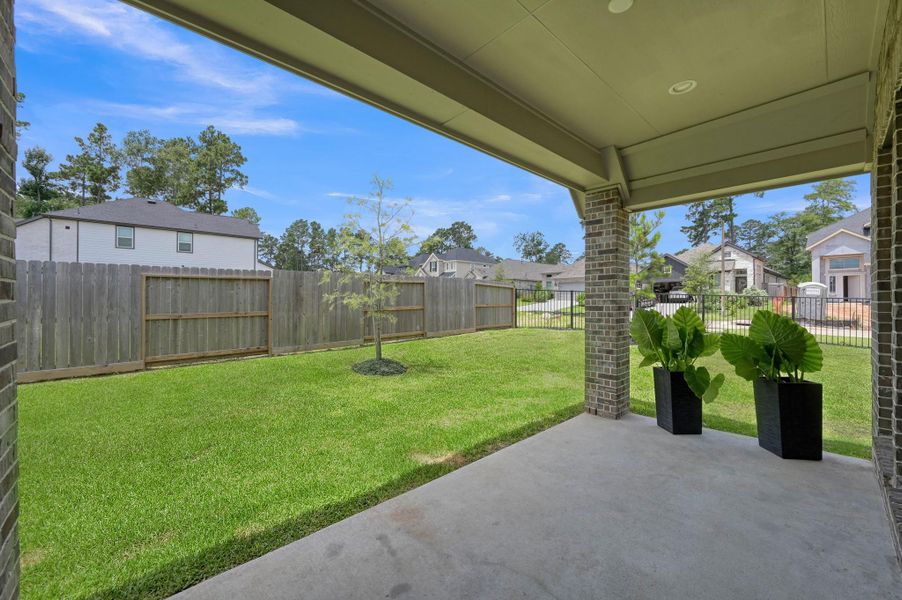 Exterior details and patio area of a home in The Woodlands Hills, Willis (Image 29).