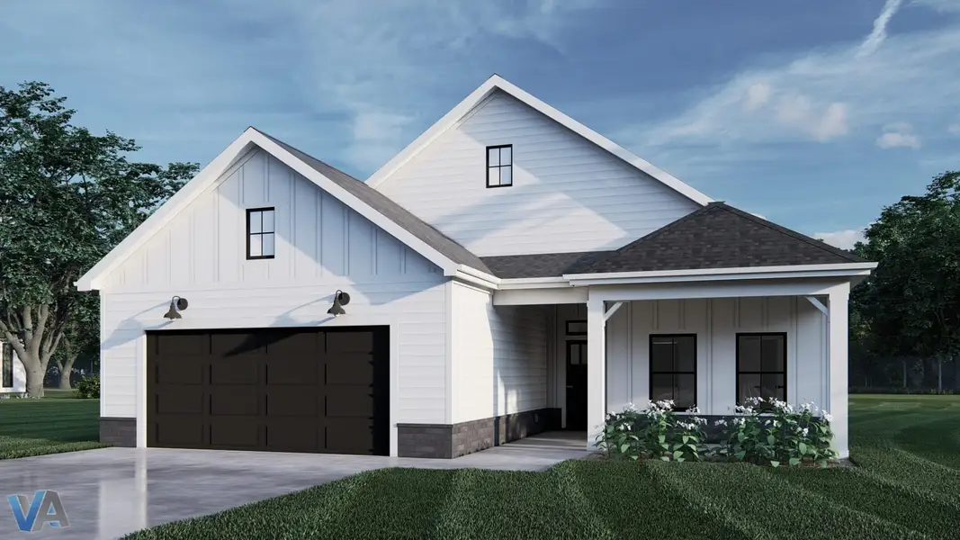 Representative exterior photo of a completed home built from the Salerno by Perfection Builders in The Courtyards at Cornerstone, Andover, KS (Image 14).