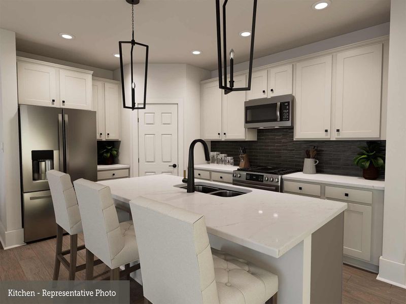 Representative furnished interior of a home built from the The Adelia by David Weekley Homes in Double Creek Crossing Townhomes, Round Rock (Image 5).