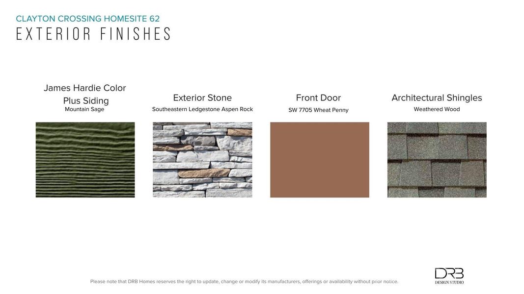 Sample of building materials used in homes in Clayton Crossing, Arden (Image 4).