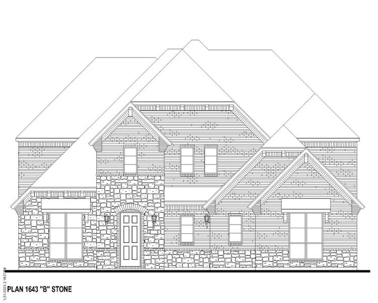 Plan 1643 Elevation B w/ Stone