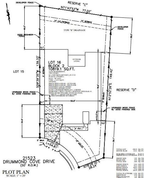 21523 Drummond Cove Drive Preliminary Plot Plan