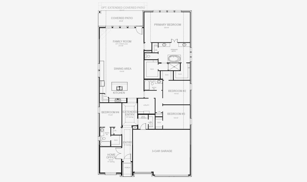 2D floor plan layout for the 2695W by Perry Homes in Hidden Canyon 55', San Antonio, TX (Image 5).