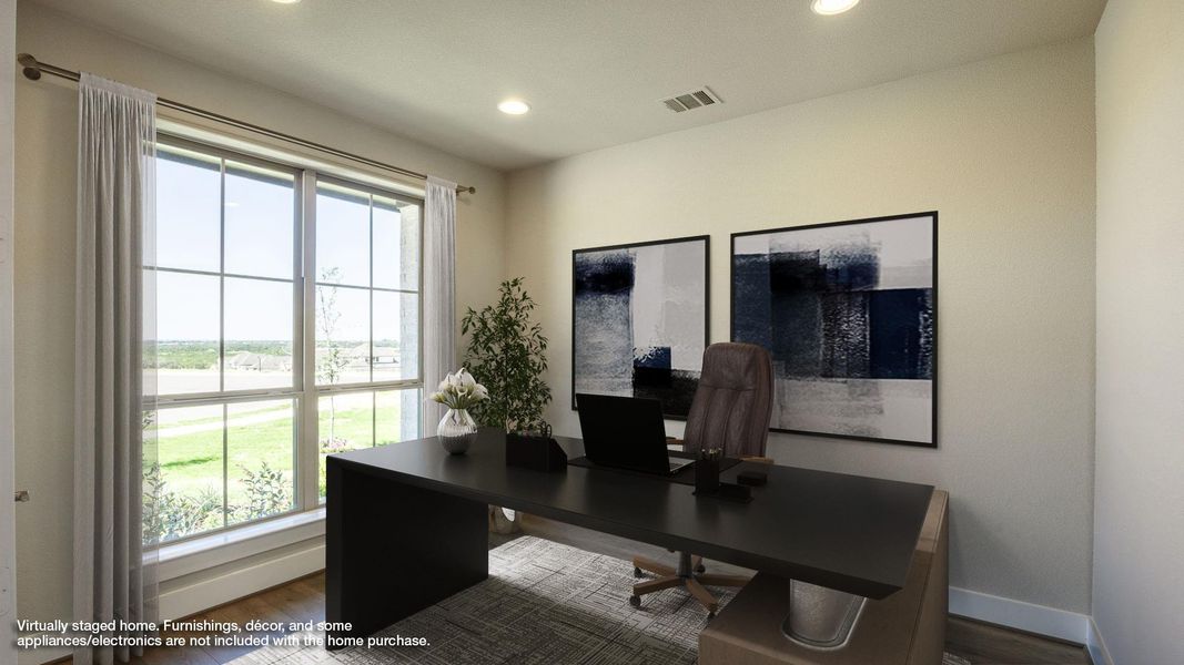 Office featuring wood finished floors and recessed lighting Office featuring wood finished floors and recessed lighting