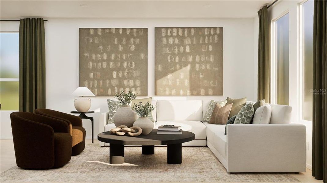 Furnished interior view inside a new home in Wellness Ridge: Eventide Collection, Clermont (Image 7). Furnished interior view inside a new home in Wellness Ridge: Eventide Collection, Clermont (Image 7).