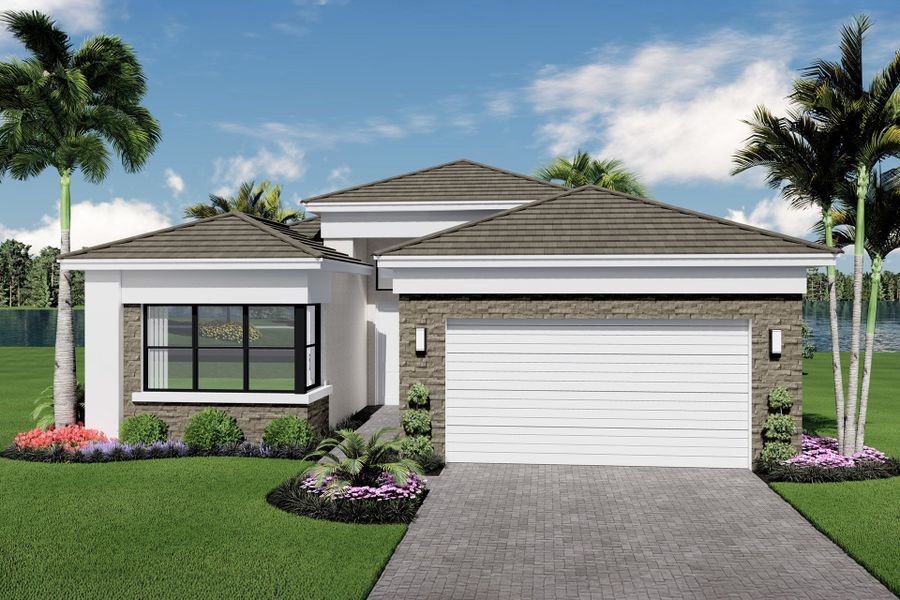 Representative exterior photo of a completed home built from the Bimini Grande by GL Homes in Valencia Del Mar (55+), Boynton Beach, FL (Image 2).