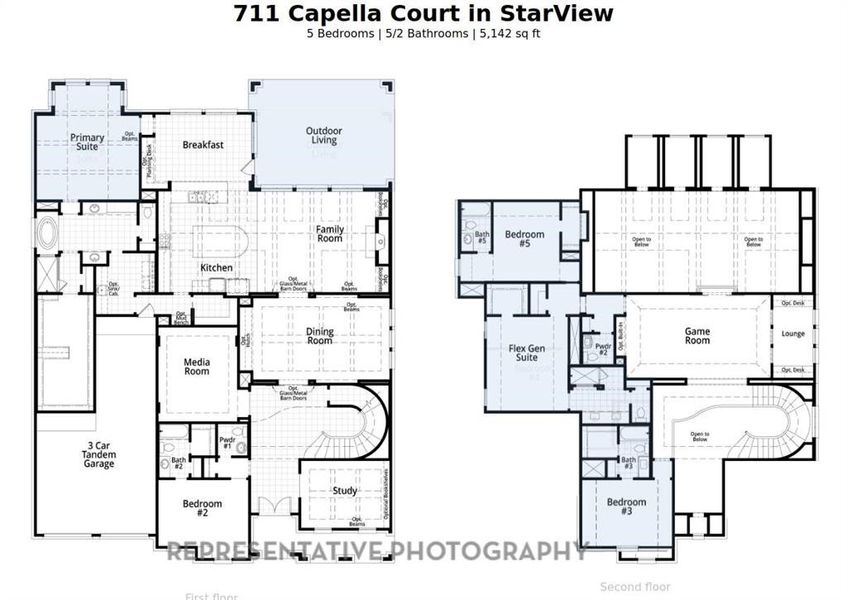 2D floor plan layout of this home in StarView, Prosper, TX (Image 2).