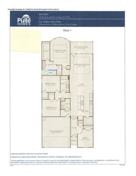 2D floor plan layout of this home in Mavera, Conroe, TX (Image 3).