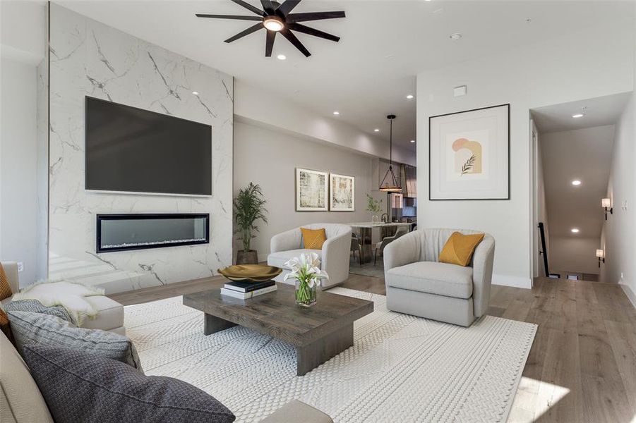 Virtually Staged living and dining