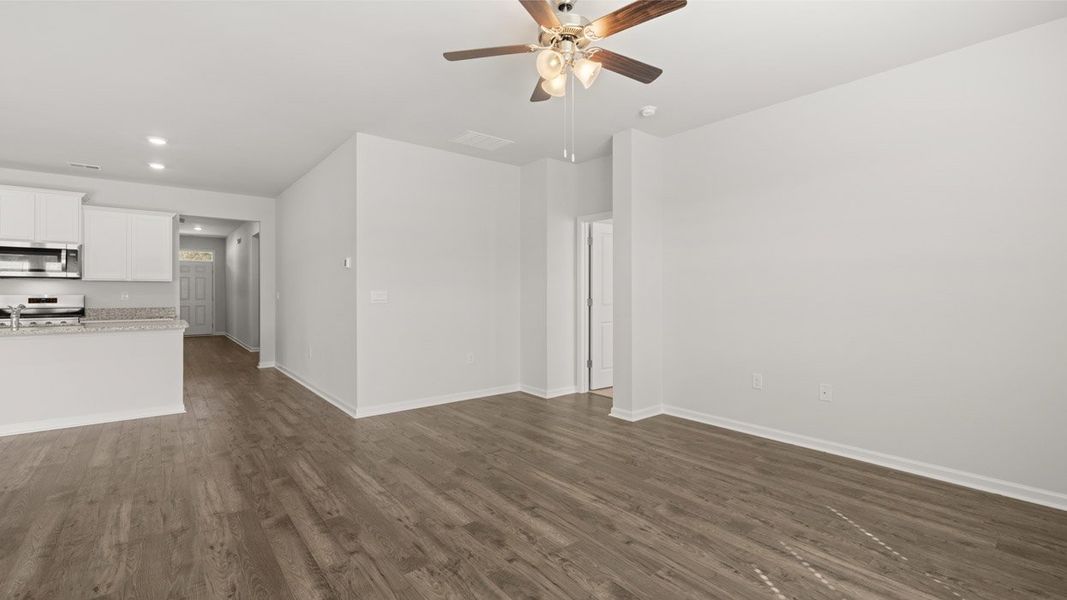 Representative unfurnished interior of a home built from the Cali by D.R. Horton in Captain's Corner, Grovetown (Image 16). Representative unfurnished interior of a home built from the Cali by D.R. Horton in Captain's Corner, Grovetown (Image 16).