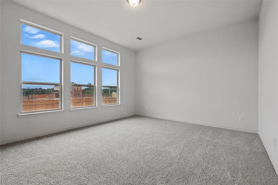 Carpeted empty room with baseboards Carpeted empty room with baseboards