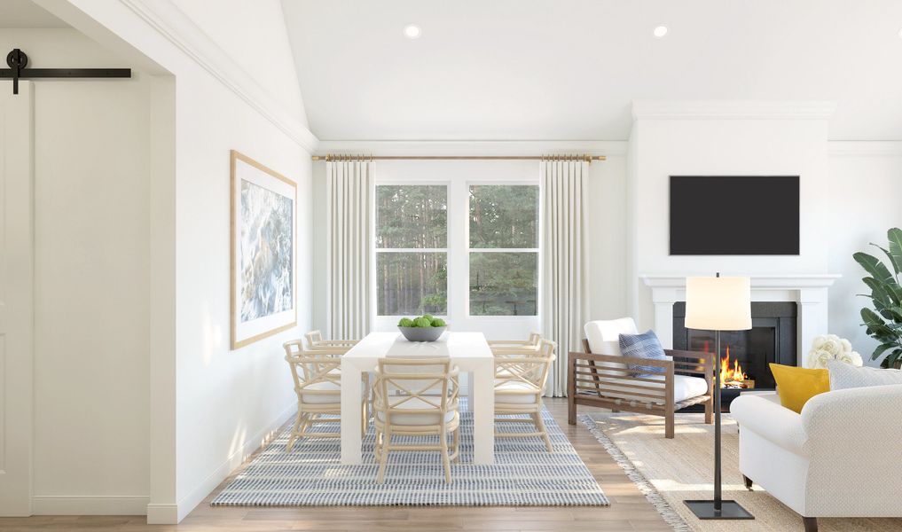 Cozy dining area next to the great room with gorgeous floors