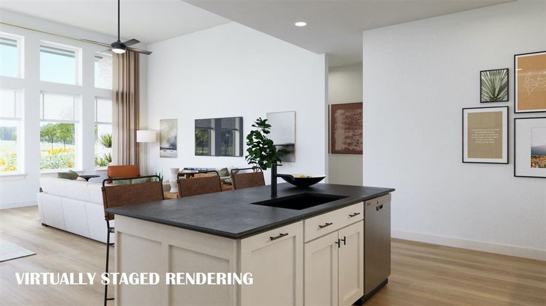 Your new island is the perfect gathering place for family and friends.  VIRTUALLY STAGED RENDERING