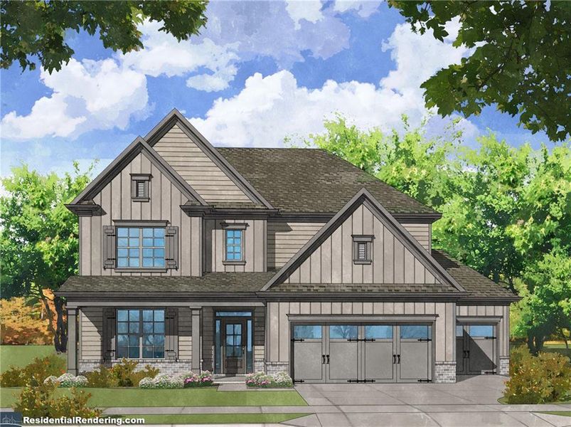 Exterior rendering of this home design in , Jefferson, GA (Image 4).