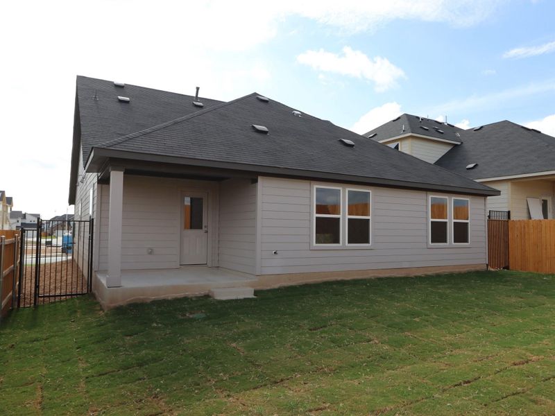 Exterior details and patio area of a home in Cascades at Onion Creek, Austin (Image 15).