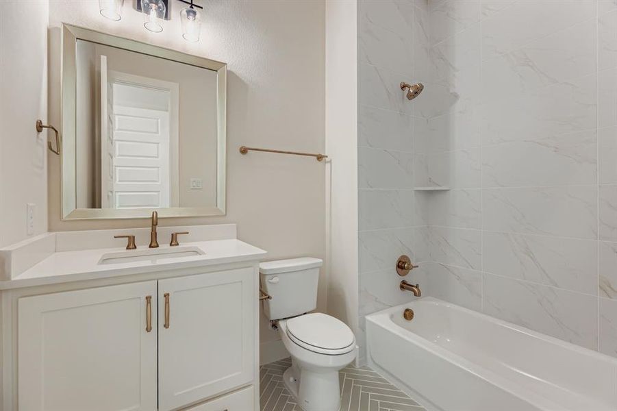 Full bathroom featuring bathing tub / shower combination and vanity