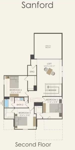 Pulte Homes, Sanford/A floor plan second level