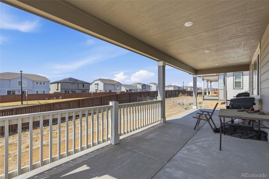 Exterior details and patio area of a home in Crossway at Second Creek, Commerce City (Image 3). Exterior details and patio area of a home in Crossway at Second Creek, Commerce City (Image 3).