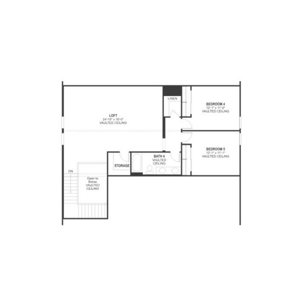 2D floor plan layout for the Redwood w/Loft by Fulton Homes in Groves at Barney Farms, Queen Creek, AZ (Image 5).