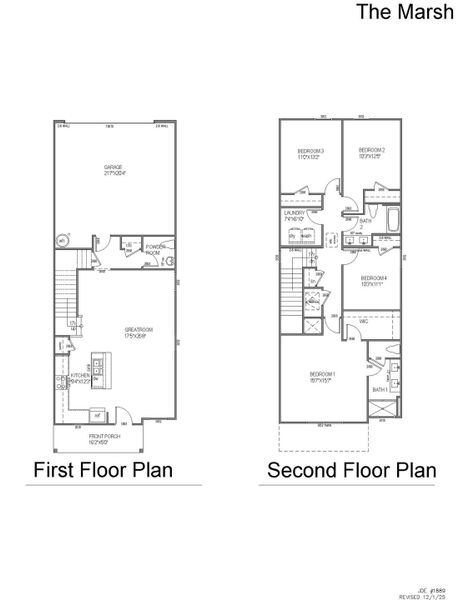 2D floor plan layout for the Marsh by D.R. Horton in The Crossing at St. James, Summerville, SC (Image 3).