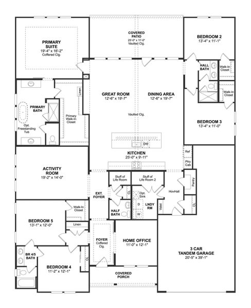 2D floor plan layout for the Denver by K. Hovnanian® Homes in Elevon, Lavon, TX (Image 4). 2D floor plan layout for the Denver by K. Hovnanian® Homes in Elevon, Lavon, TX (Image 4).