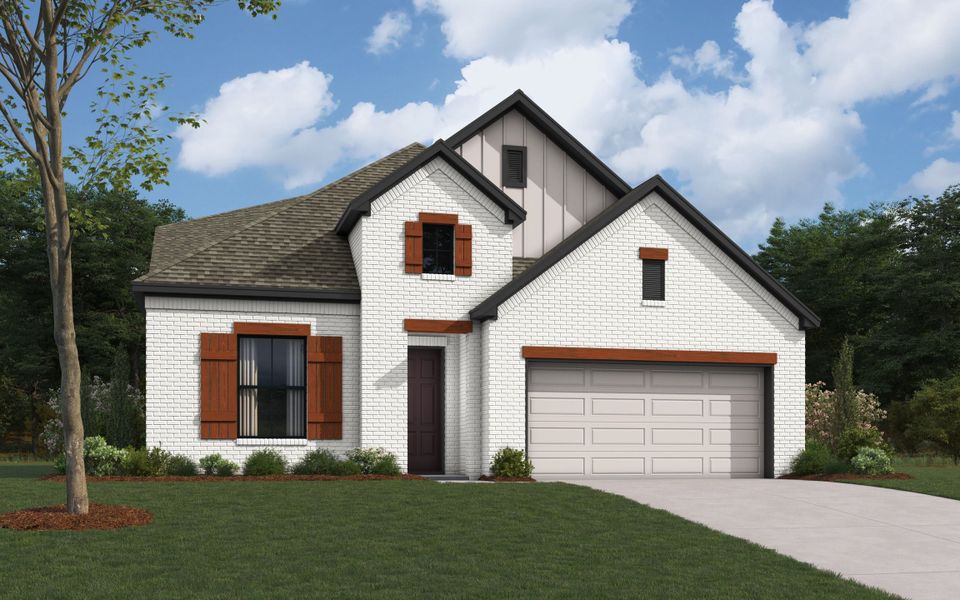 Representative exterior photo of a completed home built from the Freeport II by William Ryan Homes in Ten Mile Creek, Celina, TX (Image 6).