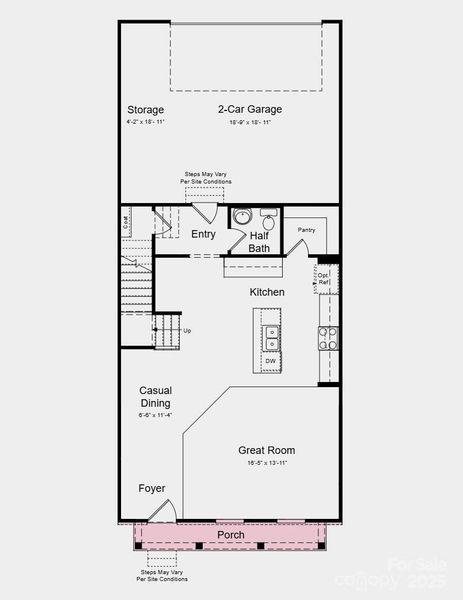 First Floor Plan - Additional highlights include: a separate tub and shower in the primary bath First Floor Plan - Additional highlights include: a separate tub and shower in the primary bath