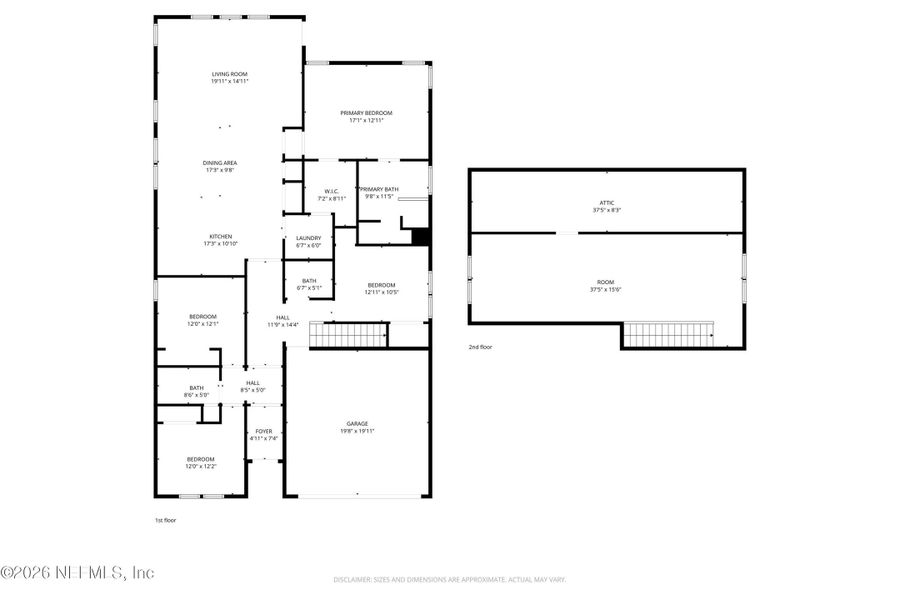 2D floor plan layout of this home in Palm Coast Homes, Palm Coast, FL (Image 5).