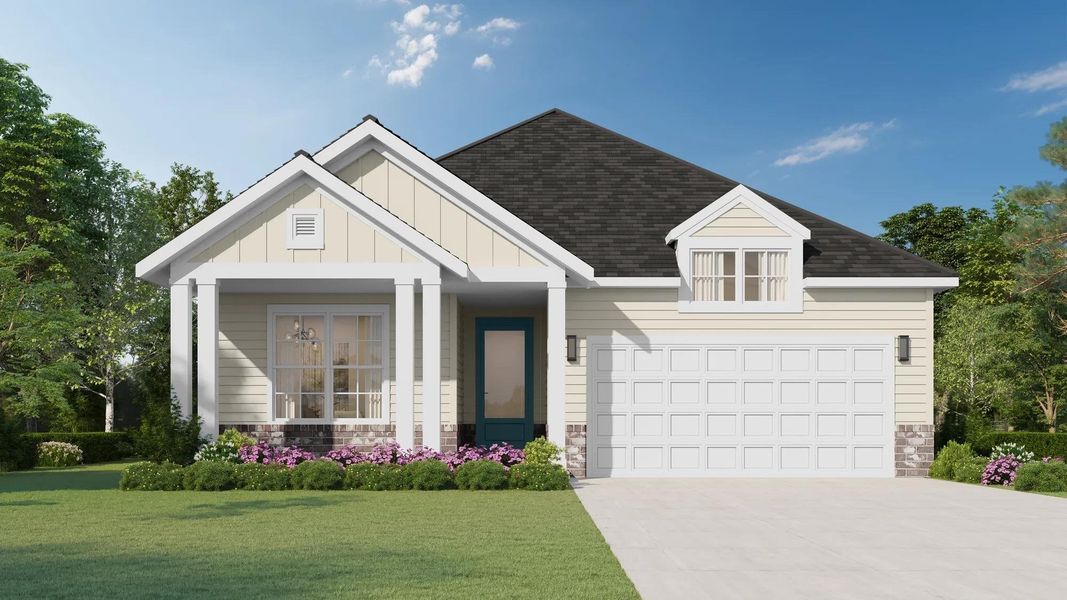 View of front facade with stone siding, a shingled roof, board and batten siding, driveway, and a garage View of front facade with stone siding, a shingled roof, board and batten siding, driveway, and a garage