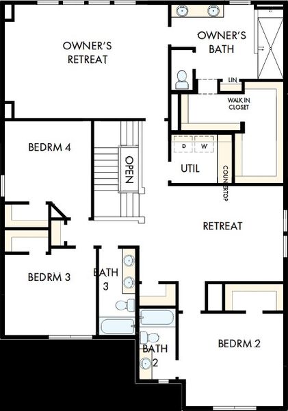 2D floor plan layout of this home in The Reserve at Cadia Village, Matthews, NC (Image 3).