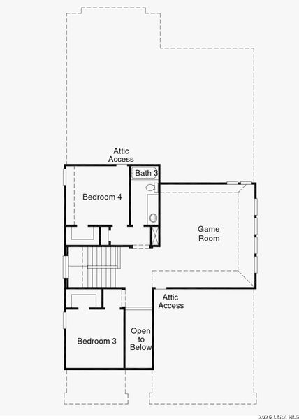 2D floor plan layout of this home in Davis Ranch, San Antonio, TX (Image 3).