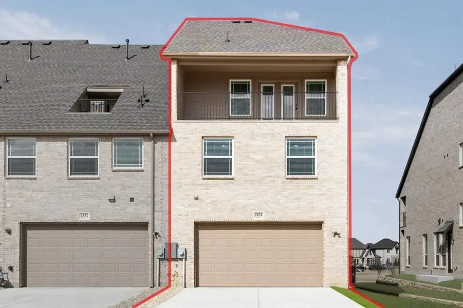 Exterior details and patio area of a home in The Abbey at Mercer Crossing, Farmers Branch (Image 4).