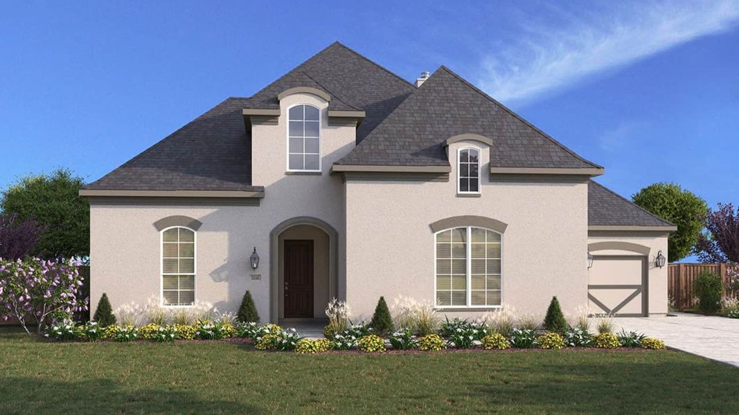 Representative exterior photo of a completed home built from the Heron by DRB Homes in Mostyn Manor Reserve, Magnolia, TX (Image 5). Representative exterior photo of a completed home built from the Heron by DRB Homes in Mostyn Manor Reserve, Magnolia, TX (Image 5).