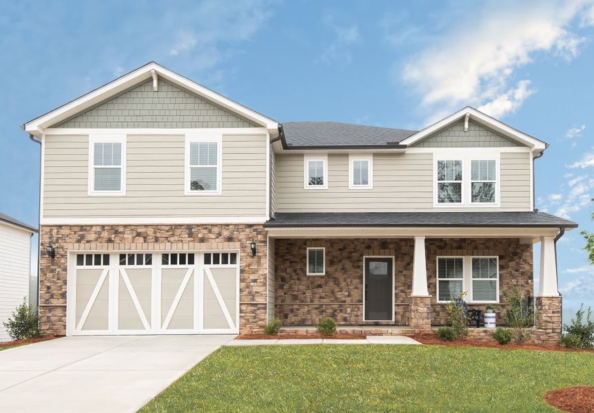 Representative exterior photo of a completed home built from the Oakley Basement by Meritage Homes in Vines at Mill Creek - Legacy Series, Braselton, GA (Image 1).
