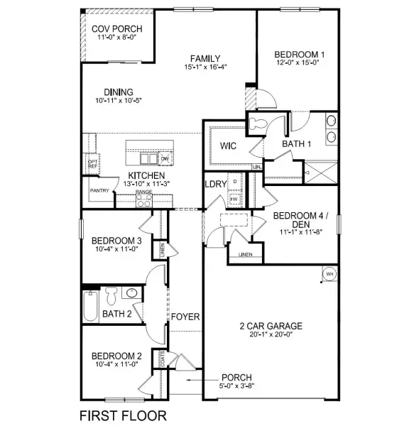 2D floor plan layout of this home in Gibson Grove, Laurens, SC (Image 5).