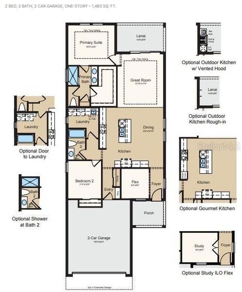2D floor plan layout of this home in Coasterra Community Group Page, Palmetto, FL (Image 3).