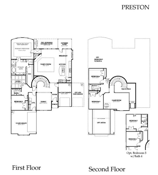 2D floor plan layout for the Preston by Windsor Homes in Nelson Lake Estates, Rockwall, TX (Image 7).