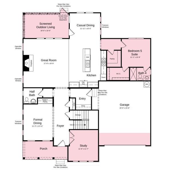 Additional highlights include: 4' garage extension, study, first floor guest suite in place of tandem garage, additional windows at dining room, casual dining area, and great room, screened outdoor living, tub at laundry.